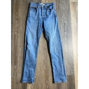 Levi's Wedgie Straight Jeans Womens 25 Blue Excellent High Rise Button Fly